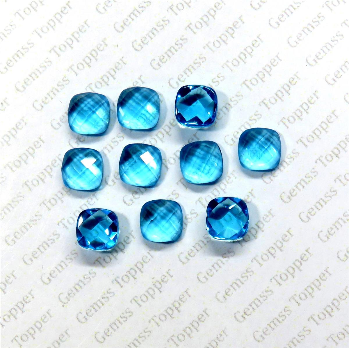 Swiss Blue Topaz 10x10 mm Cushion Checker